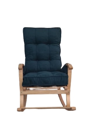 Enda Home Mosso Çift Minderli Ahşap Sallanan Sandalye Tv Baba Koltuğu Dinlenme Koltuğu Petrol Yeşili