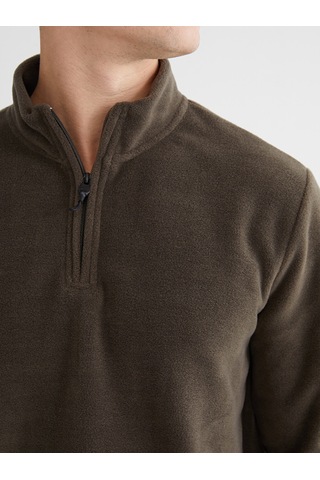 Lcwaıkıkı Classic Yeşil Dik Yaka Polar Erkek Sweatshirt