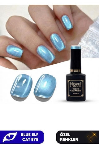 Misyul Uv Led Kalıcı Oje Nail Art 15 Ml Blue Elf Cat Eye Ec01