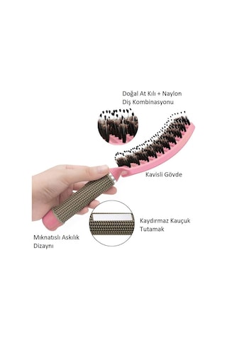 Land Of Myth LOM1073 Dolaşık Saç Açma Tarama Fırçası Antistatik İyonik Yetişkin & Çocuklar İçin Pembe