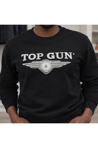 Top Gun Nakıslı Sweat Sıyah Siayh