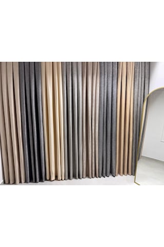 Nivemeshome Nevra V-5209 Gri 1/3 Sık Pileli Fon Perde Apm Gri