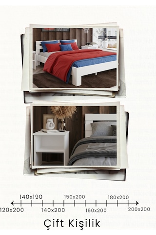 Letto Çift Kişilik Mdf Karyola Ve 2 Komodinli Set