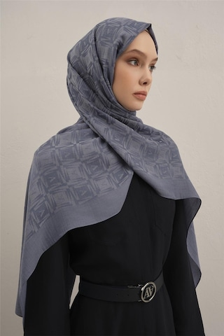 Armine Lyocell Naia Kare Monogram Şal 6 26 Mavi