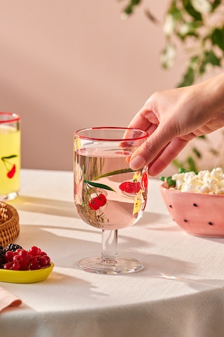 Karaca Desenli Kadeh 390 Ml Kırmızı