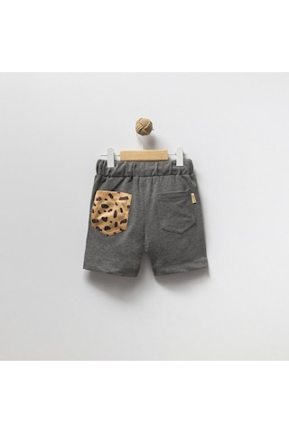 Overdo Kids 2ip Ayıcık Baskılı Beli Lastikli Unisex Şort Gri