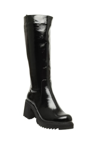 Mammamia D25kc-2330 Kalin Topuklu Günlük Siyah Rugan Kadın Çizme Siyah Rugan
