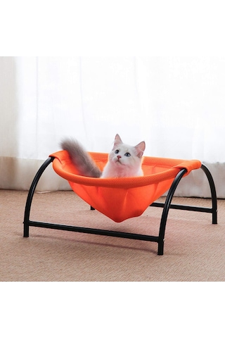 Kedi Hamak Yatağı, Küçük Büyük Kediler İçin Serbest Duran Yükseltme Turuncu