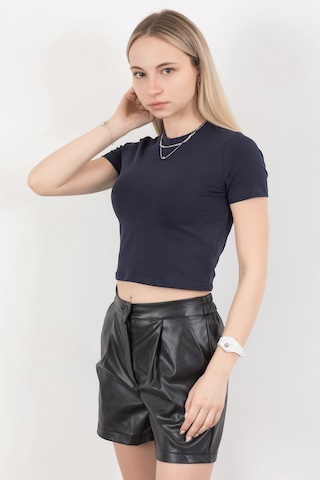 Giysa Kadın Bisiklet Yaka Pamuklu Basic T-shirt Lacivert Ms0000102 Lacivert