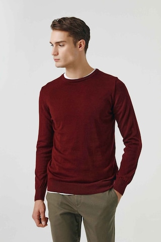 Regular Fit Bordo Tüylenme Yapmayan Bisiklet Yaka Triko Kazak Bordo