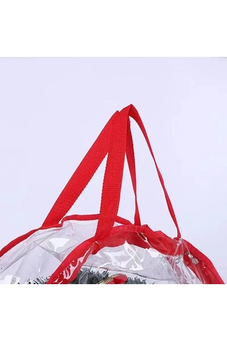 Moveevo Kırmızı Kenarlı Tam Şeffaf Pvc Noel Gerginliği Saklama Çantası - Büyük Kapasiteli, Ev Dekorasyonları Ve Mevsimsel Eşyalar İçin Uygun