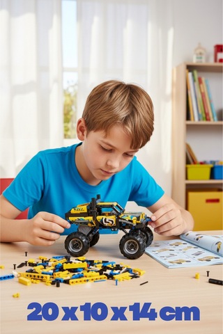 199 Parça Sarı Çek Bırak Off-road Model Yapı Taşı Seti 20 X 10 X 14 Cm