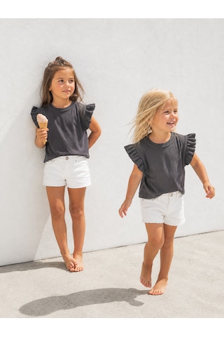 Baby Lory Kids Store Fırfır Kol Detaylı T-shirt Açık Gri