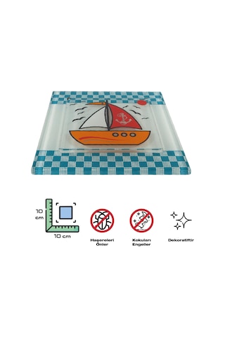 Cam Banyo Gider Kapak Süsü 2 Adet Cam Gider Kapağı 10X10 CM Yelk