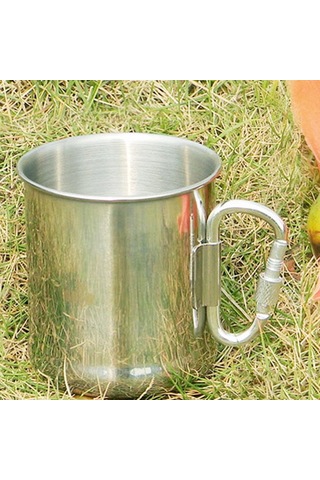 Fosenze 250ml Paslanmaz Çelik Kamp Bardakı, M3 Modeli, Sırt Çantası Taşıma Kancalı, Yüksek Dayanıklı, İçme Suyu Kapsülü METALİK