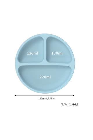 Sones 3 Bölmeli Bebek Silikon Vakumlu Bardak Tabak Çocuk Tamamlayıcı Beslenme Kabı Yeşil