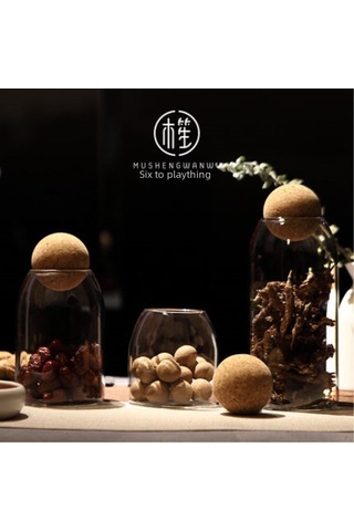 Youtek Cam Depolama Kavanozu 500ml - Kurşunsuz Cam, Yumuşak Mantar Keçiği Kapak, Şeffaf Dairesel, Çay-bitki-atıştırmalık Saklama, Taze Koruma Diğer