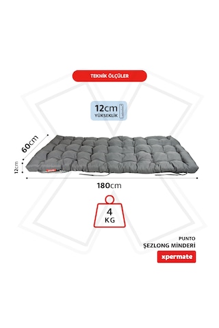 Xpermate Şezlong Minderi Punto 60x180x12 Cm Antrasit
