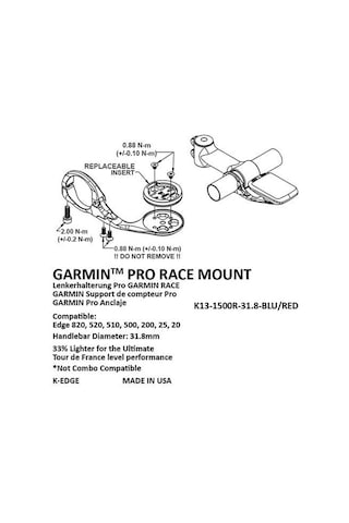 K-Edge Garmin Bağlantısı Pro Race K13-1500R Mount Kırmızı