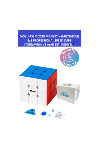 3x3 Mıknatıslı Manyetik Zeka Küpü - Moyu Rs3m Profesyonel Speed Cube - 3x3 Zeka Sabır Küpü -
