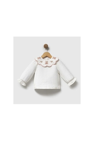 Ministok Lily Pink Yakası Nakış Detaylı Gömlek Şort Yelekten Oluşan 3'lü K Pembe