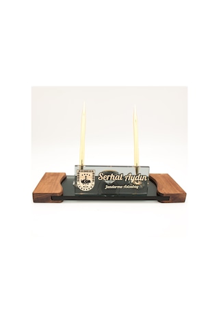 Jandarmalara Özel İsimlik Jandarma Logolu Masif Masa İsimliği