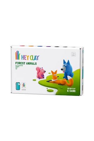 Hey Clay Hava İle Kuruyan Kil 6'lı Kutu - Orman Hayvanları Kurt, Tilki, Sincap