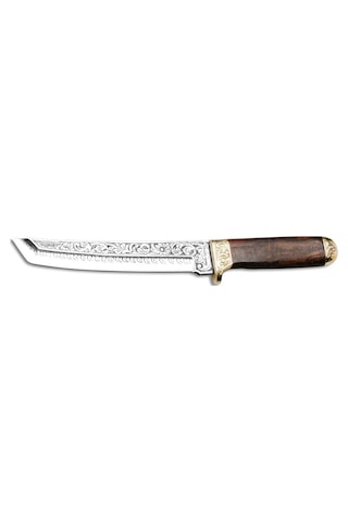 Bora 501 Tanto Kök Ceviz Ağacı Gravürlü Kamp Bıçak Kahverengi 19464382
