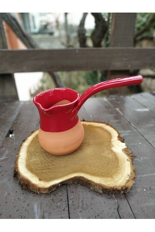 Pişmiş Topraktan Türk Kahvesi Cezve İçi Sırsız Naturel Boğaz Kıs