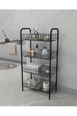 Emkatex Metal Çok Amaçlı Banyo Düzenleyici Raf Siyah 45 x 20
