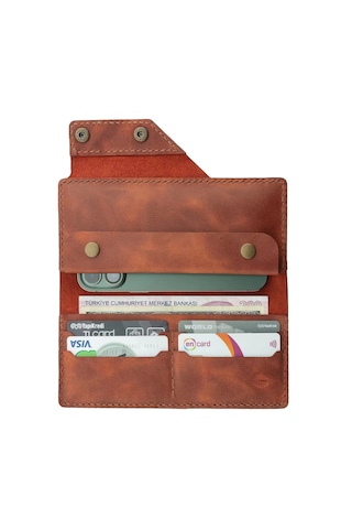 Twingold İsme Özel Dikey Çıtçıtlı Uzun Cüzdan - %100 Rainbow Deri - A010006 - Tobacco Tobacco