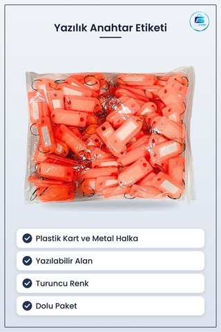Anahtarlık Yazılı Kart Turuncu Dolu Paket Anahtar Etiketi Plastik