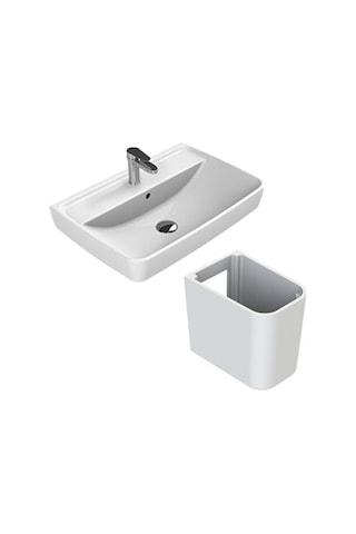 Turkuaz Cerastyle Duru Lavabo 60 40 Cm Ve Noura Yarım Ayak Beyaz