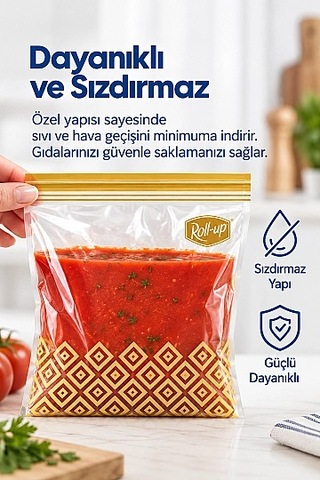 Roll-up Çift Kilitli Saklama Poşeti 1,2 Litre 20,5x21,7 -20 Adetli