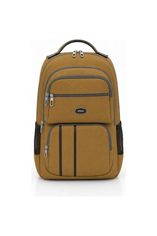 Unisex Kanvas Kumaş Laptop Bölmeli Okul Çantası , Günlük Spor Seyahat Sırt Çantası Hardal Sarısı