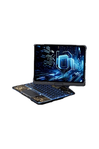 Jp11 İpad Uyumlu - Pro 11 2022 Kılıf Vales Dönen Ledli Klavyeli Tablet Kılıfı - Siyah - 100 Diğer