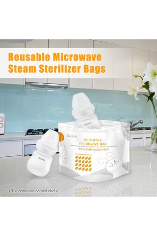 Reedark Bebek Biberon Ve Emziği Mikrodalga Buhar Sterilizasyon Çantısı, Yeniden Kullanılabilir, 16 Adet/kutu, 20 Kullanim Görünür Pencere Beyaz