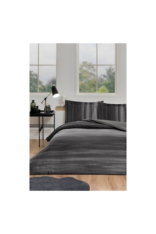 Notte Çift Kişilik Lastikli Fitted Çarşaf Nevresim Takımı Antrasit