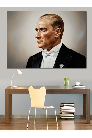 Atatürk Yan Profil Portresi Dekoratif Kanvas - Mdf Ahşap Tablo