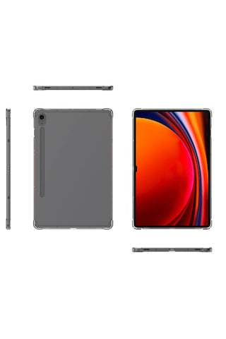 Samsung Galaxy Tab S10 FE/S9 FE/S9/S8/S7 11" Tablet Uyumlu Şeffaf Anti Shock Silikon Kılıf + Tamperli Cam Ekran Koruyucu