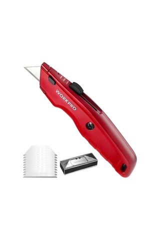 Workpro Wp213017 Ağır Hizmet Alüminyum Gövde Geri Çekilebilir Rötuş Maket Bıçağı + 3 Adet Yedek Bıça