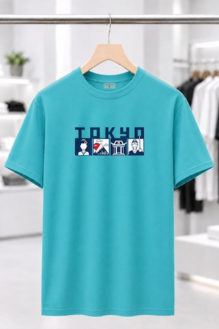 Bayloranzzo Tokyo City %100 Pamuk Heavy Cotton Premium Kalite Unisex Tişört Su Yeşili