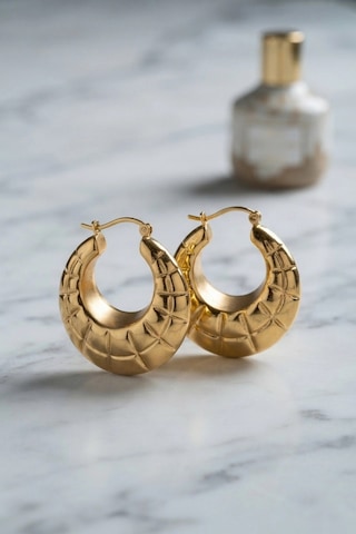 Mey İthalat 316l Çelik Gold Renk Bohem Halka Model Küpe Altın