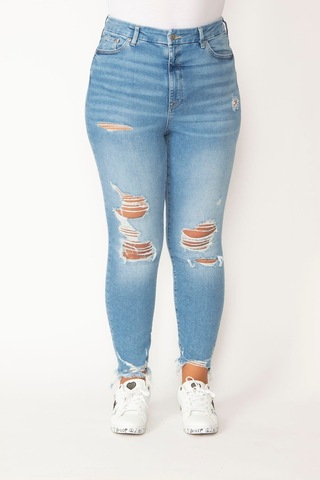 Şans Kadın Mavi Yırtık Detaylı Yıkama Efektli 5 Cepli Skinny Kot Pantolon 65n28095-mavi Mavi