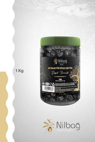 Nilbağ Zeytinyağları Ayvalık Tipi Siyah Zeytin 1 KG