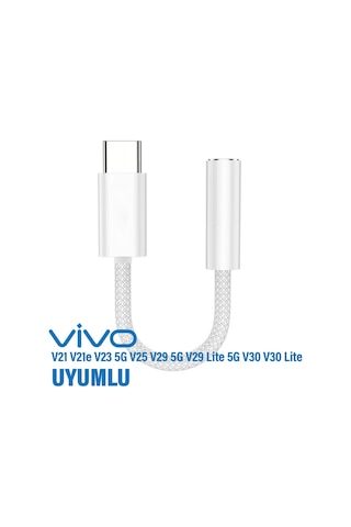 Tyep-c Kulaklık Dönüştürcü Vivo V21 V23 V25 V29 5g V29 Lite V30 Lite Uyumlu Çevirici Type-c Aux