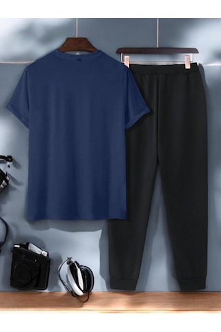 Uyguntarz Unisex 2'li Classical Baskılı Eşofman Takımı Lacivert