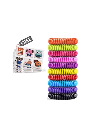 Geekyou 20 Adet Eva Plastik Kovucu Bileklik + 4 Çırtı Seti - Yeşil, Sarı, Kırmızı, Mavi Renkler - 5.2 Cm Çap