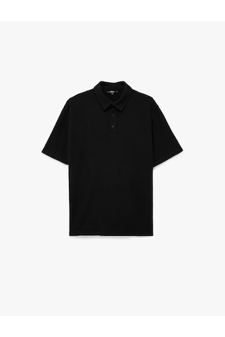 Koton Regular Fit Kısa Kollu Düğmeli Polo Yaka Tişört Siyah 6sam10004mk