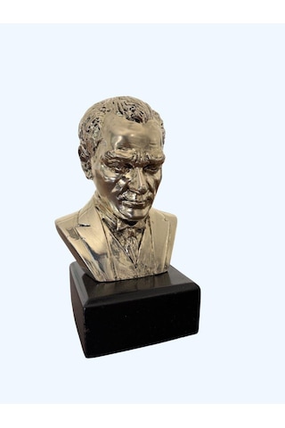 Atatürk Heykel Biblo 20 Cm Gümüş Renk